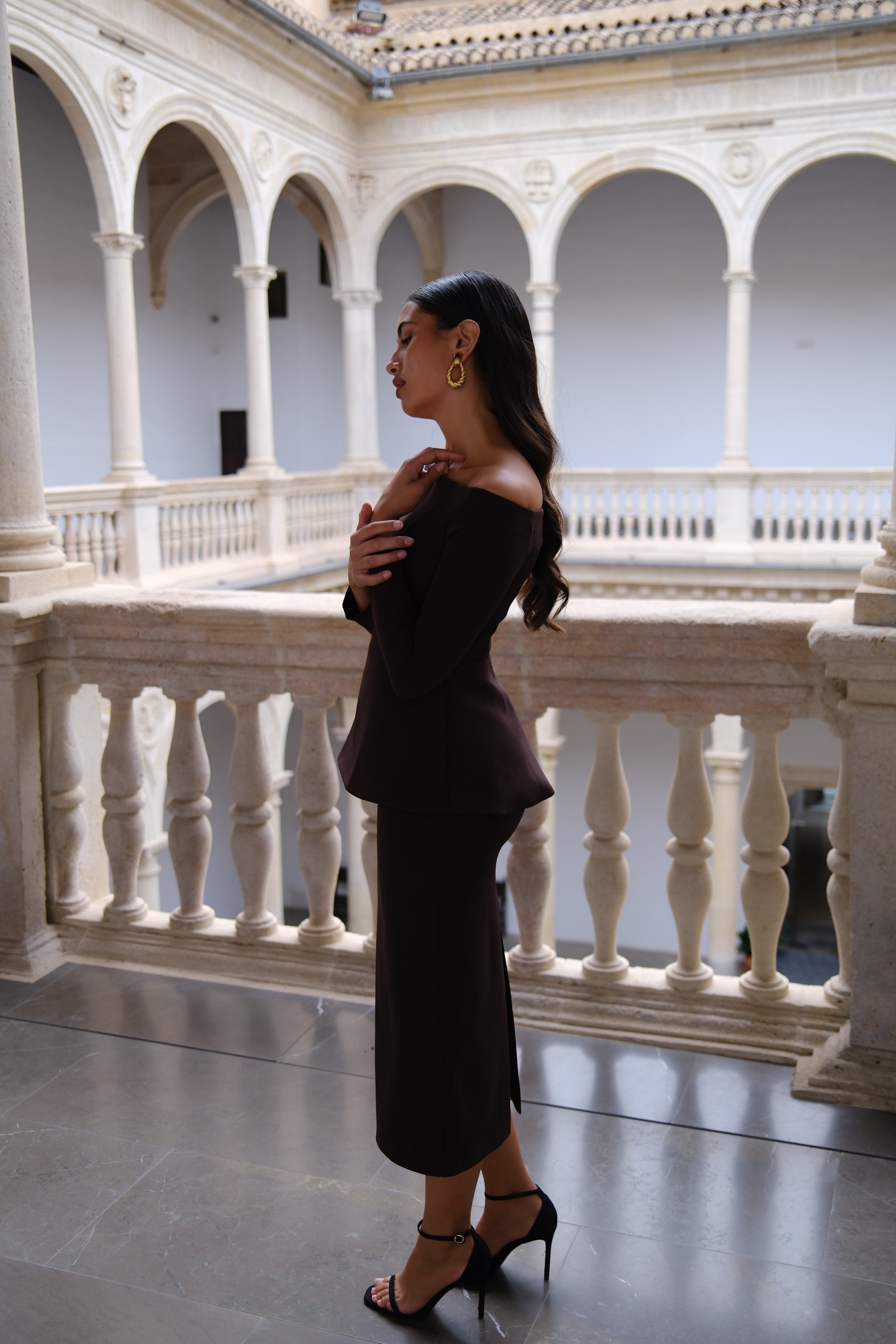 Conjunto Elvira manga - Marrón