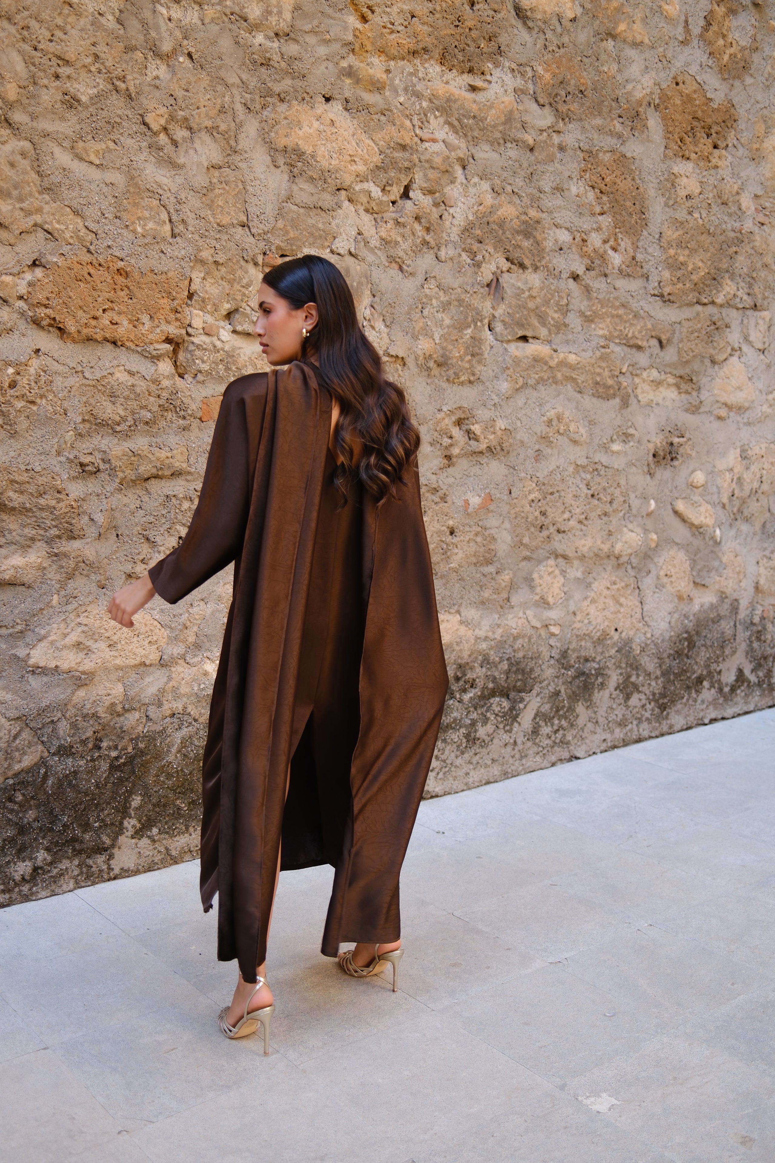 Vestido Lisa midi - marrón