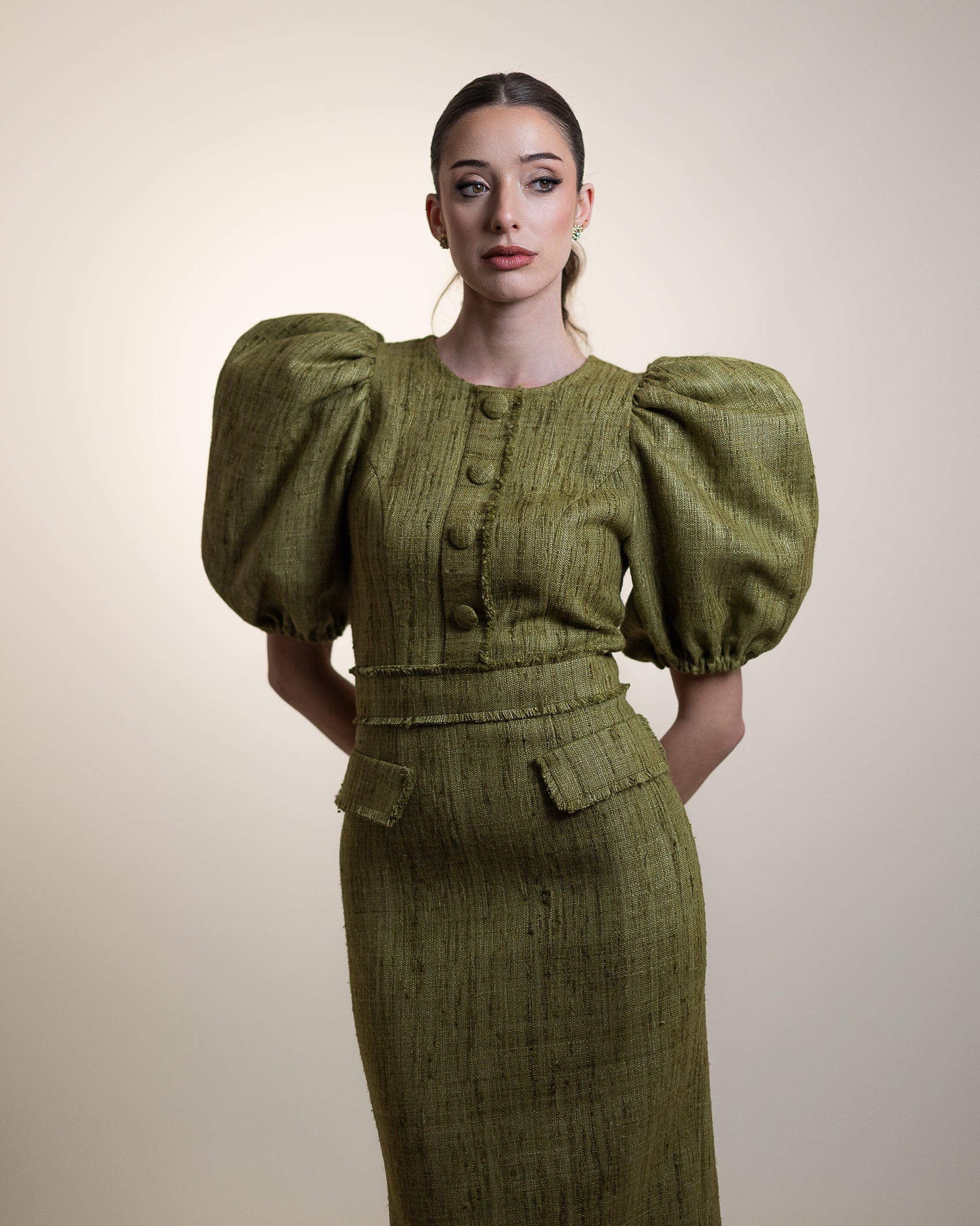 Vestido Tea - manga abullonada