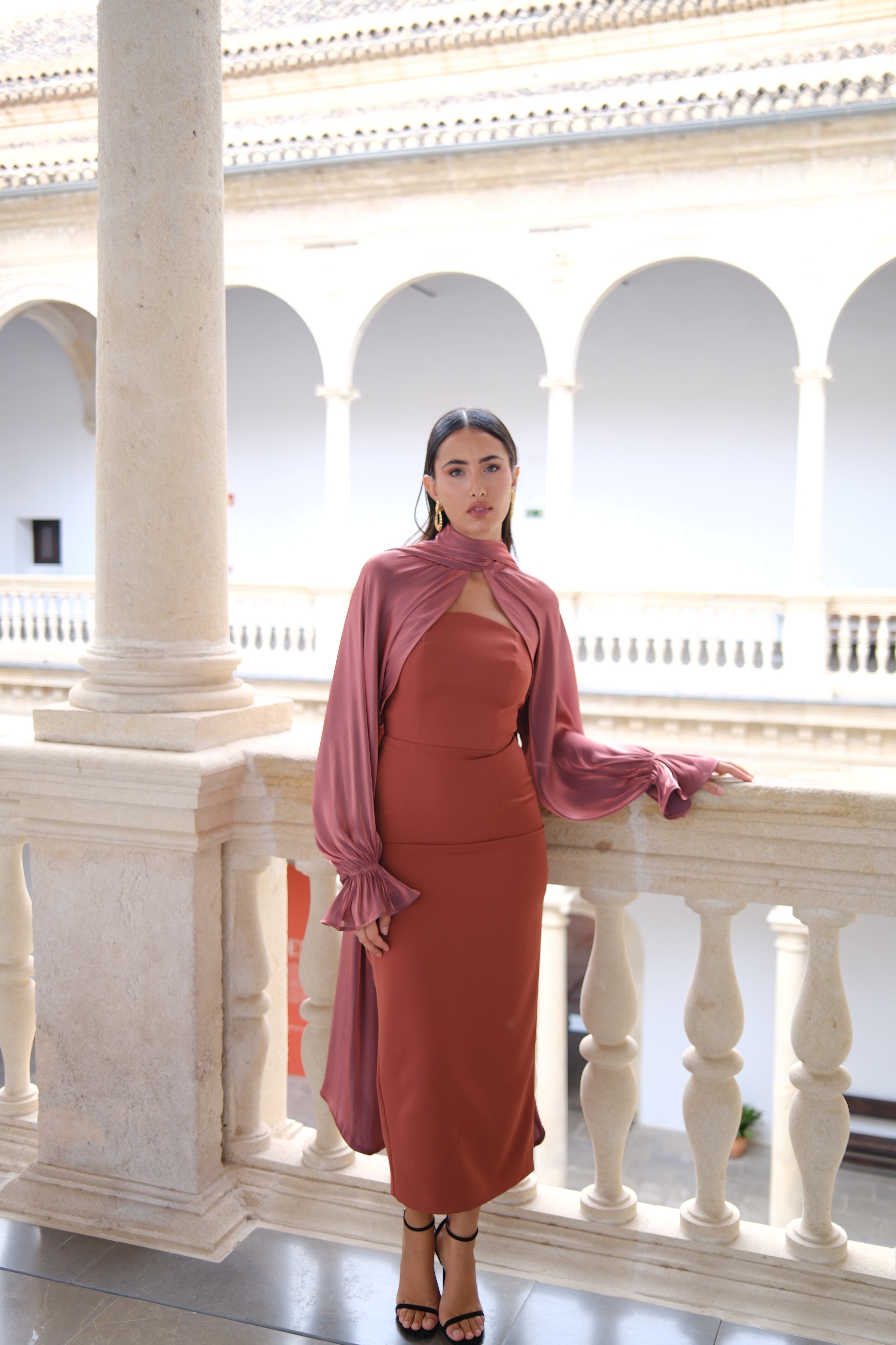 Vestido Val midi - Teja