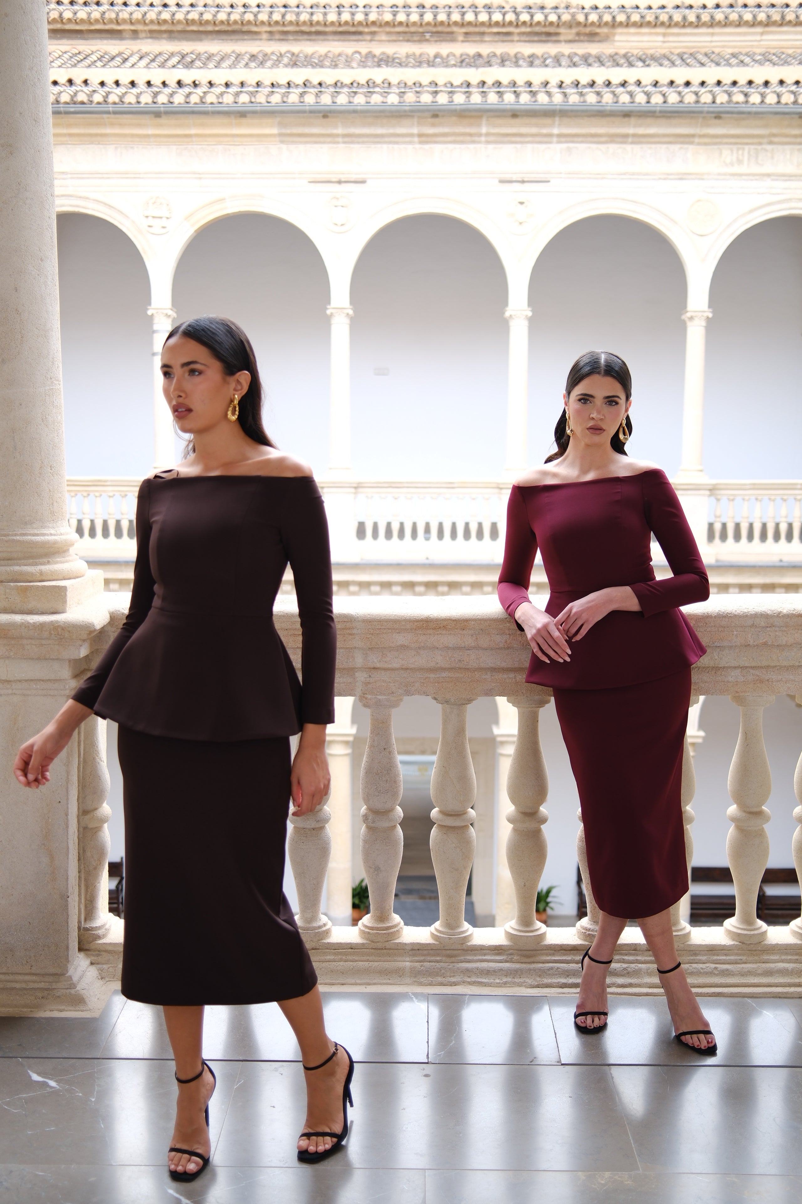 Conjunto Elvira manga - Granate