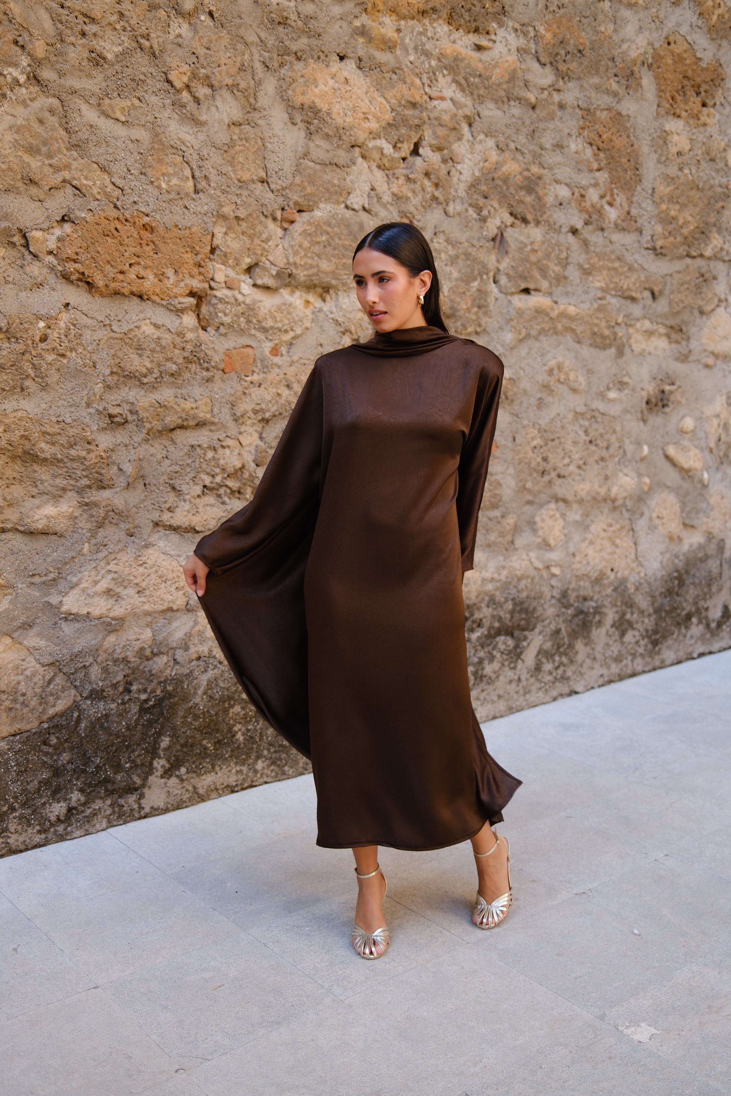 Vestido Lisa midi - marrón