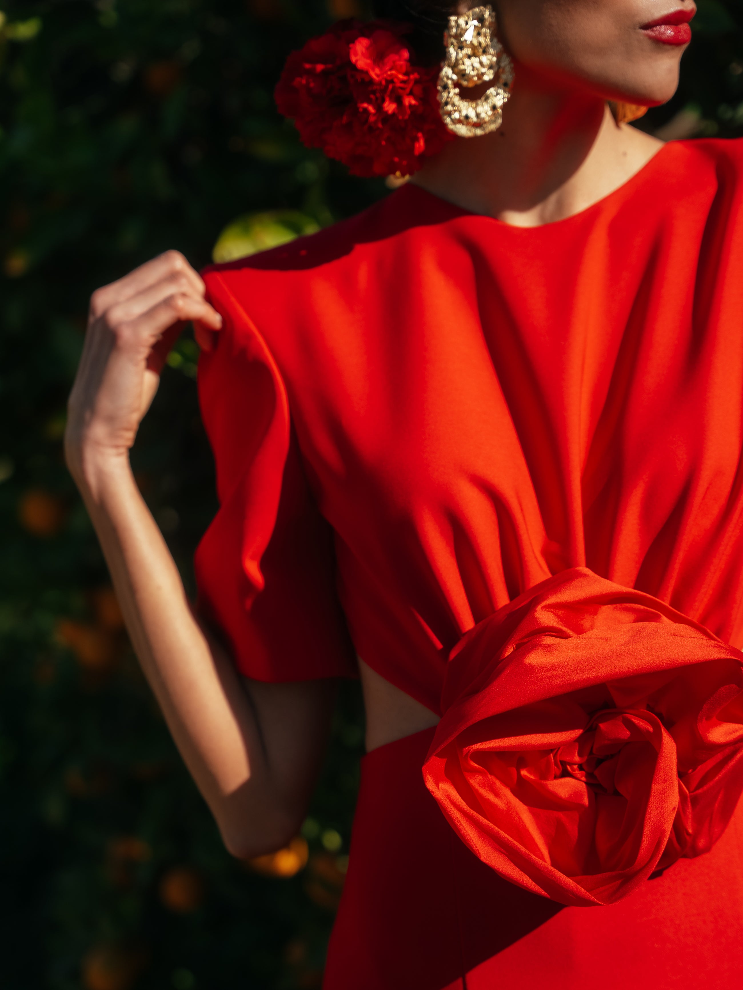 Vestido Flamenca Flor Rojo