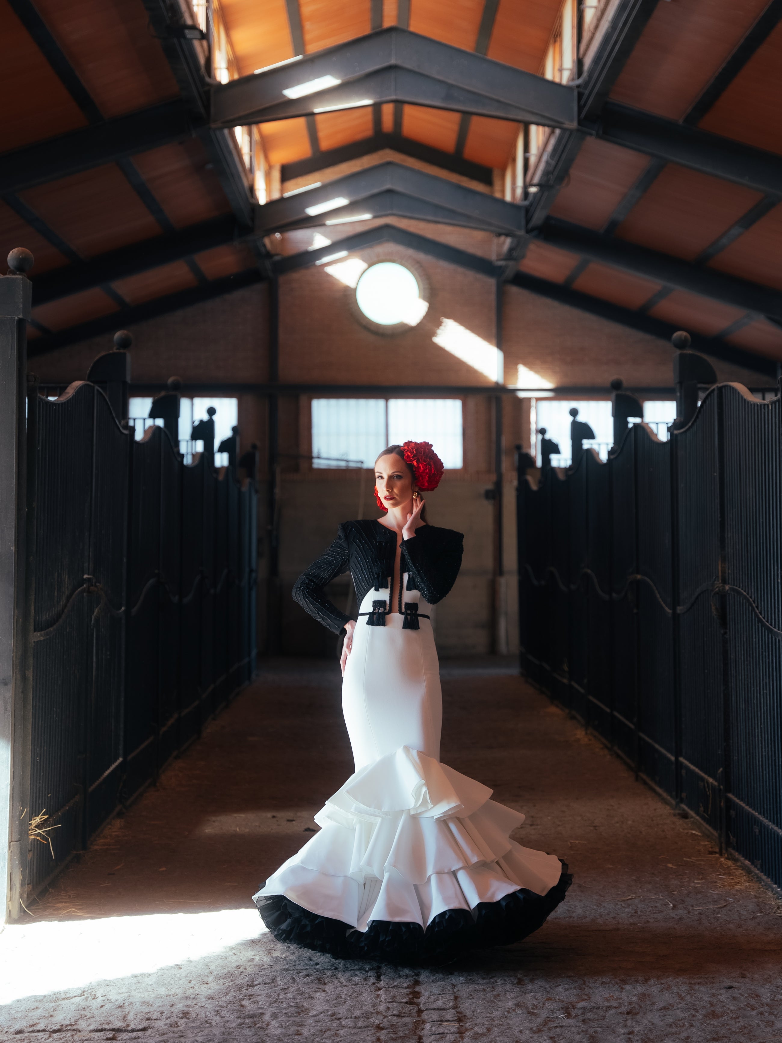 Vestido Flamenca Pedrería - Blanco