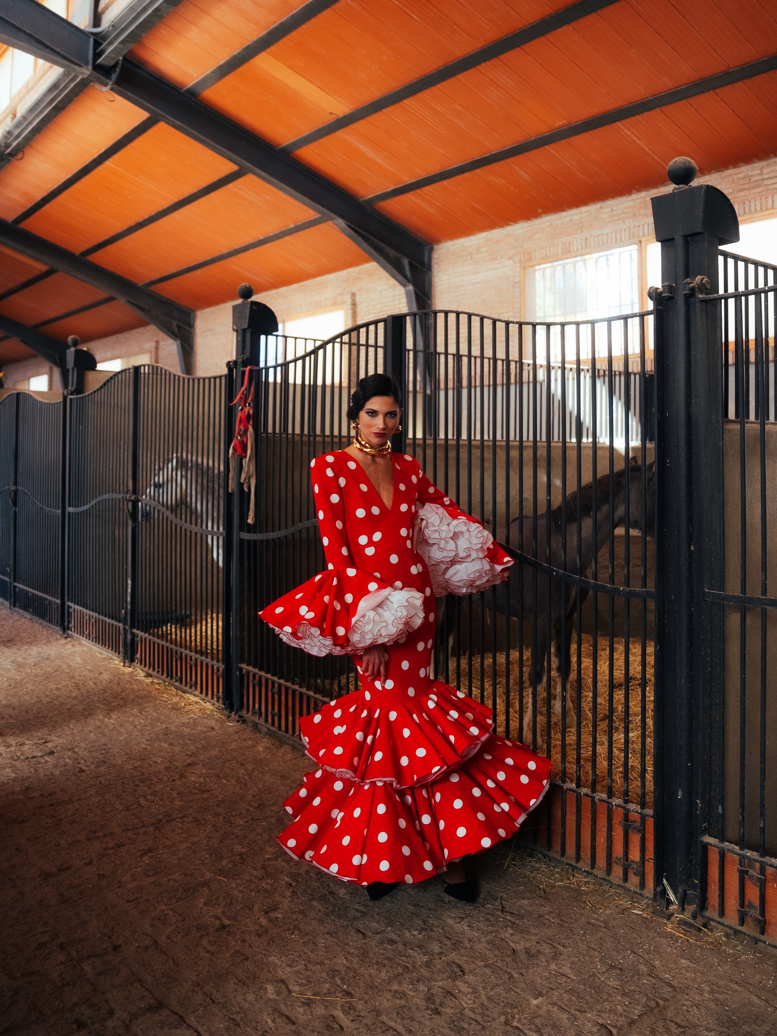 Modern Spanish Dress Red Polka Dot Flamenco Dress Loreto Martinez Modern Spanish Dress Red Polka Dot Flamenco Dress Loreto Martinez