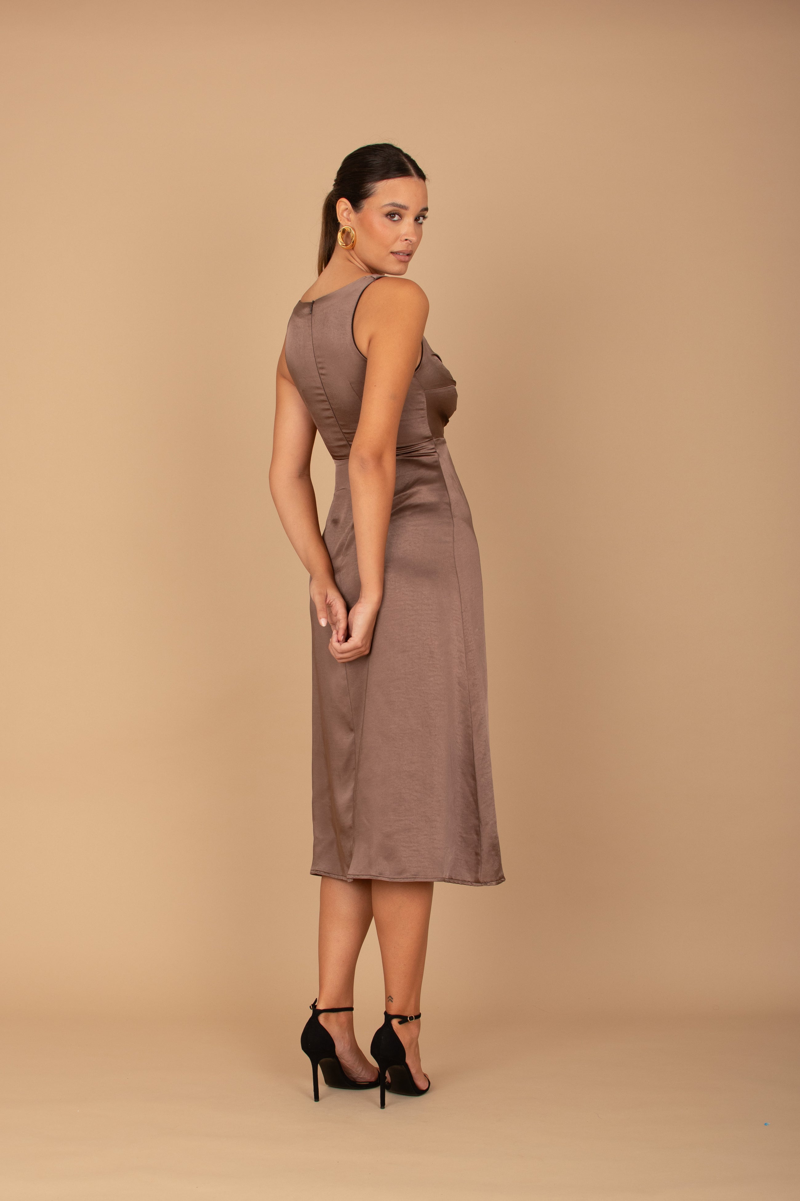 Vestido Yoyo Midi - Marrón