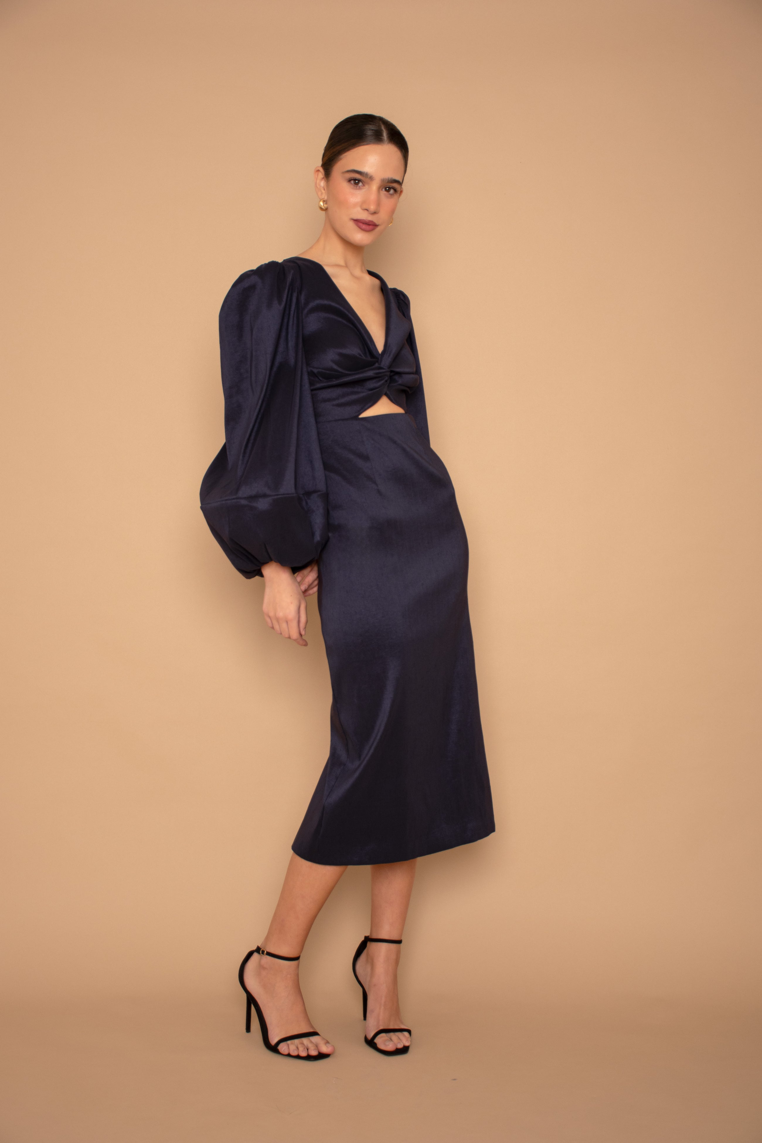 Vestido Isabela Midi - Azul Marino