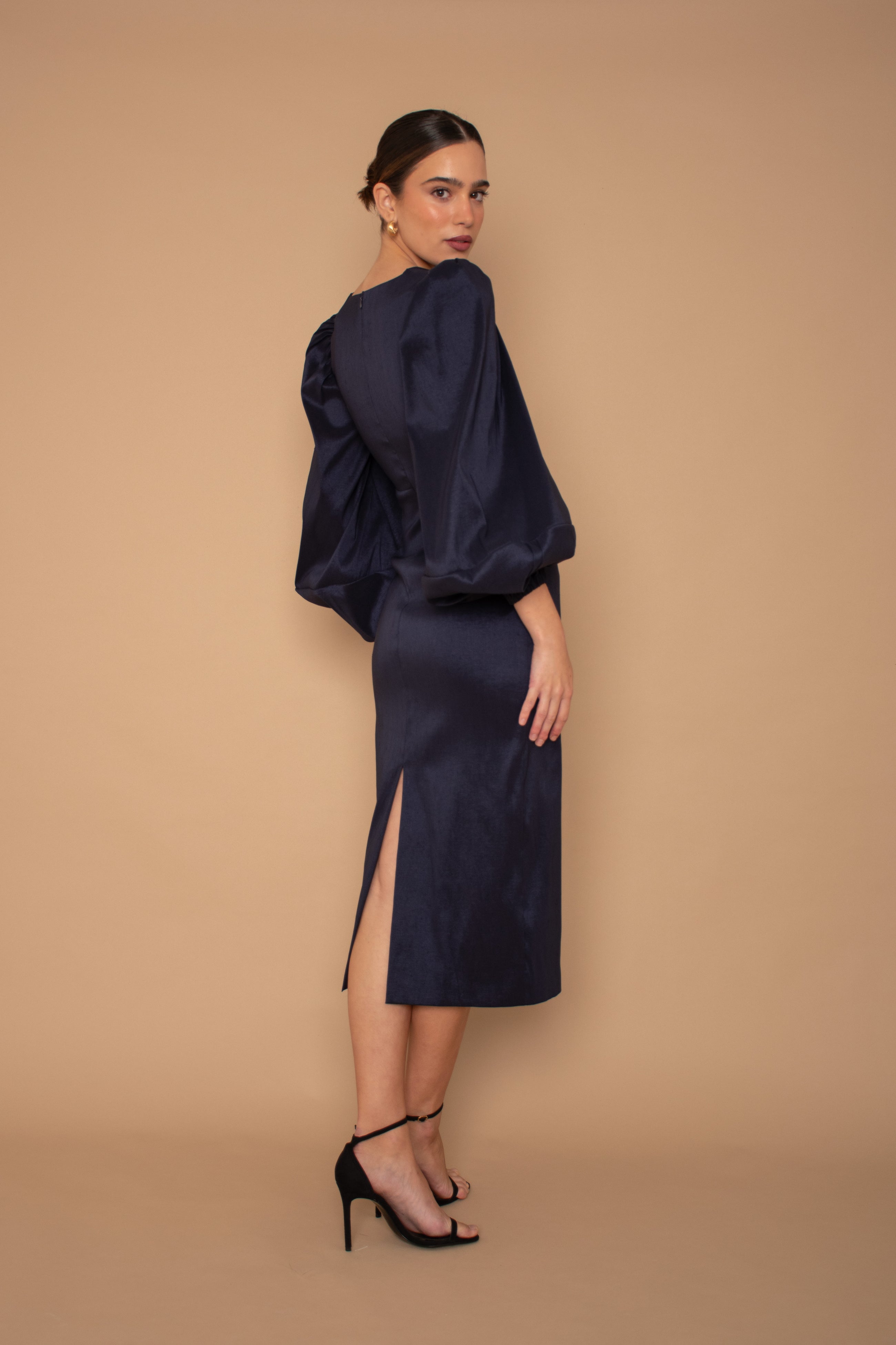 Vestido Isabela Midi - Azul Marino