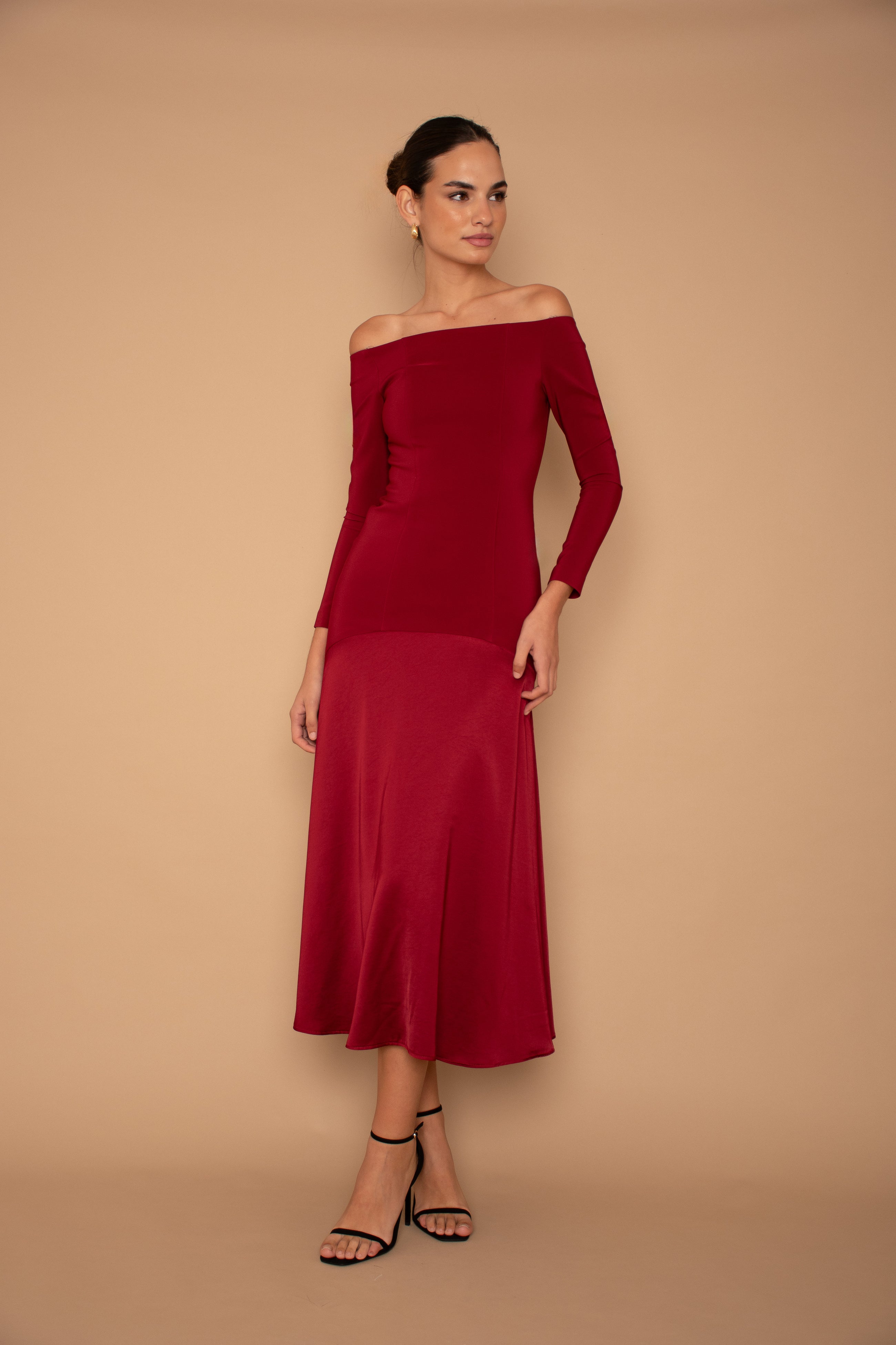 Vestido Berta Midi - Granate