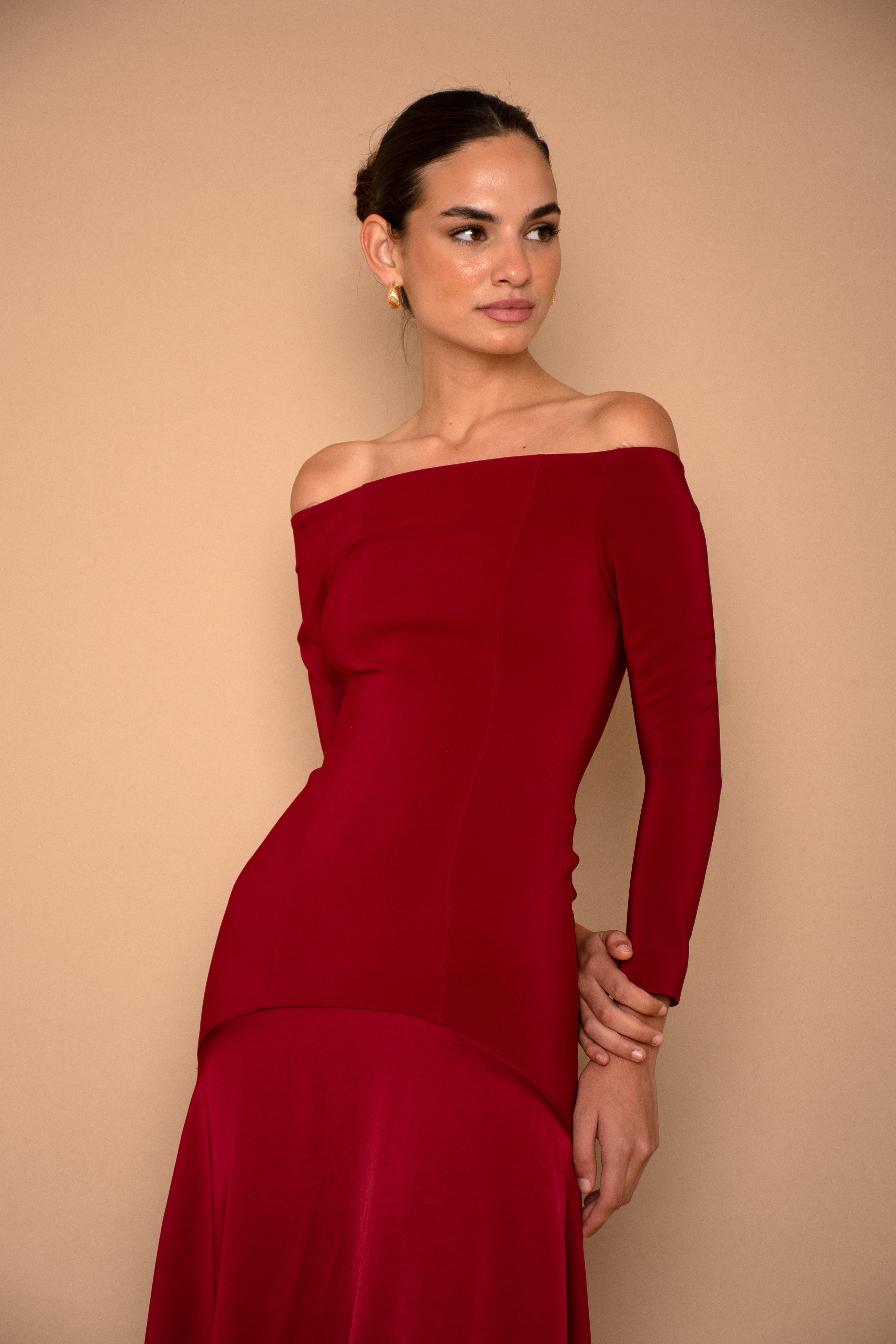 Vestido Berta Midi - Granate