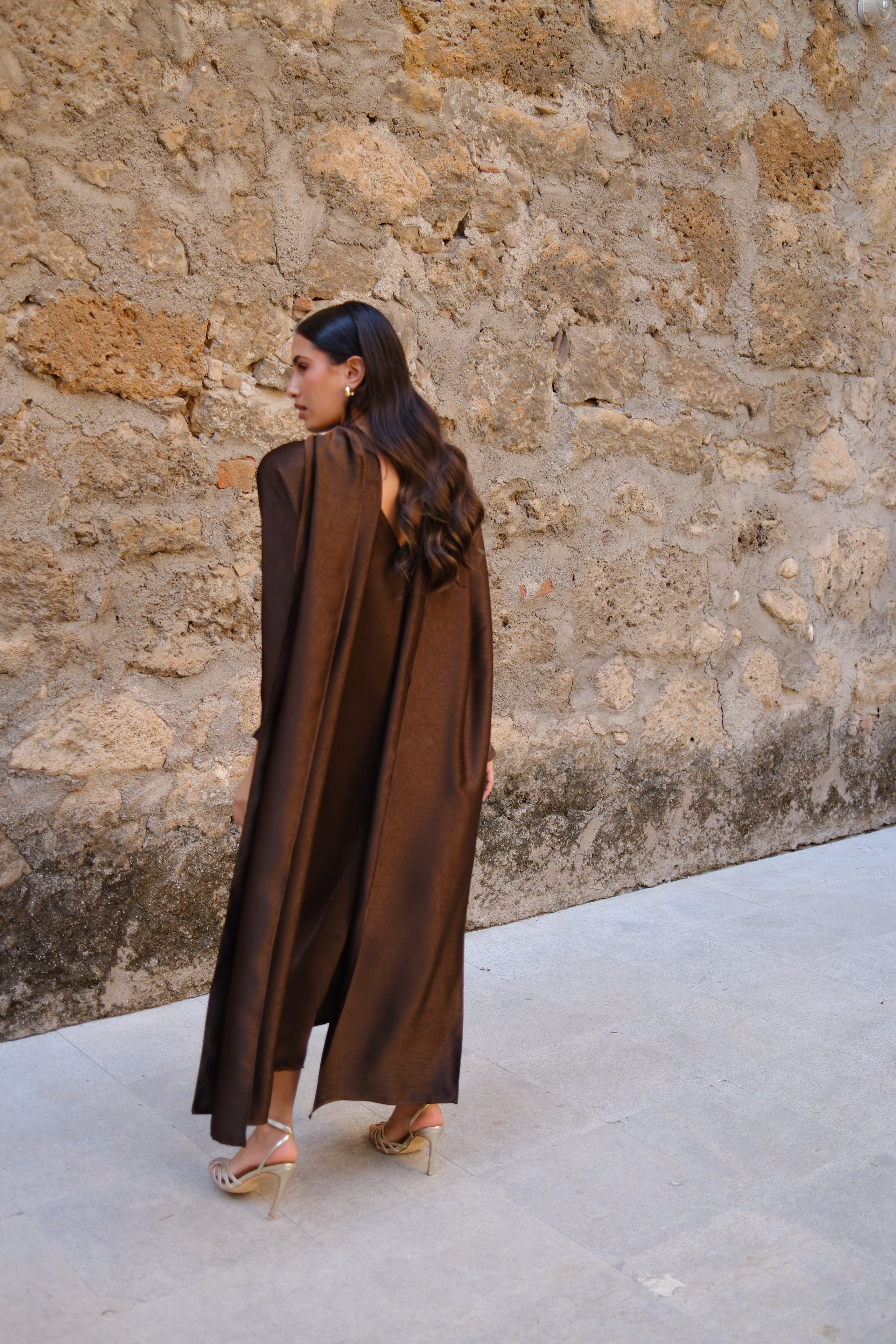 Vestido Lisa midi - marrón