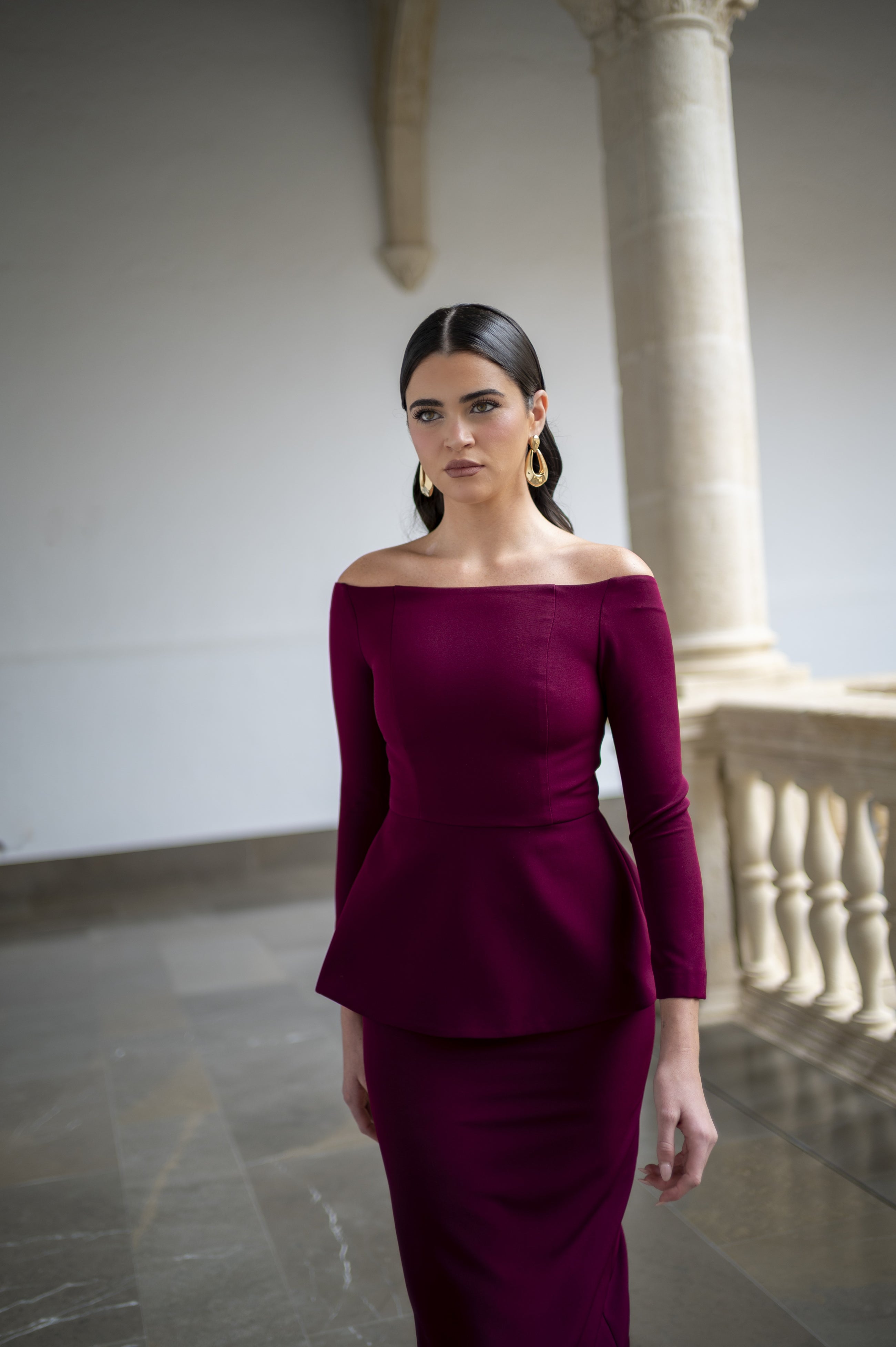 Conjunto Elvira manga - Granate