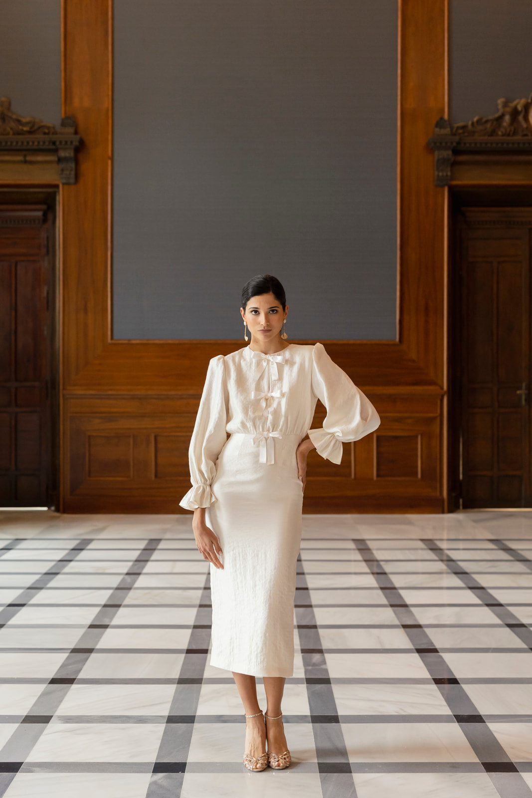 Vestido Ginebra Midi - Crema