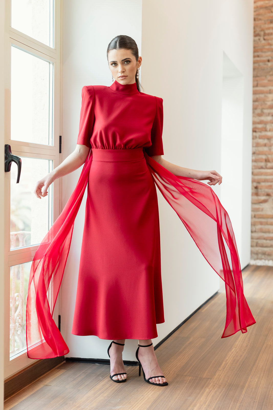 Vestido Violeta Midi - Rojo