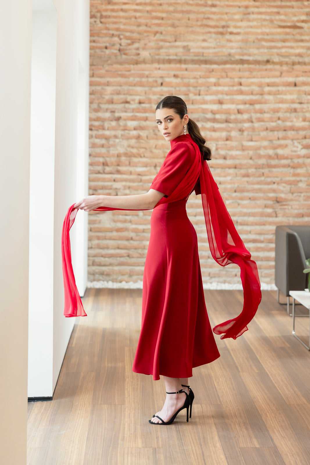 Vestido Violeta Midi - Rojo