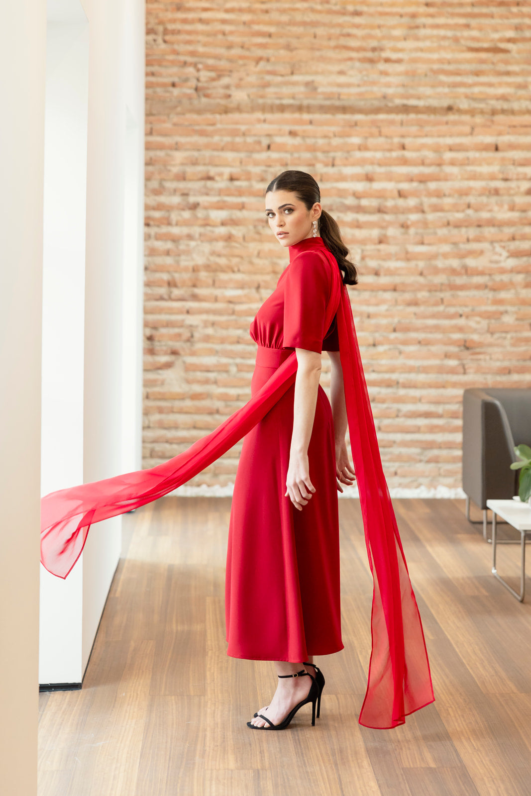 Vestido Violeta Midi - Rojo