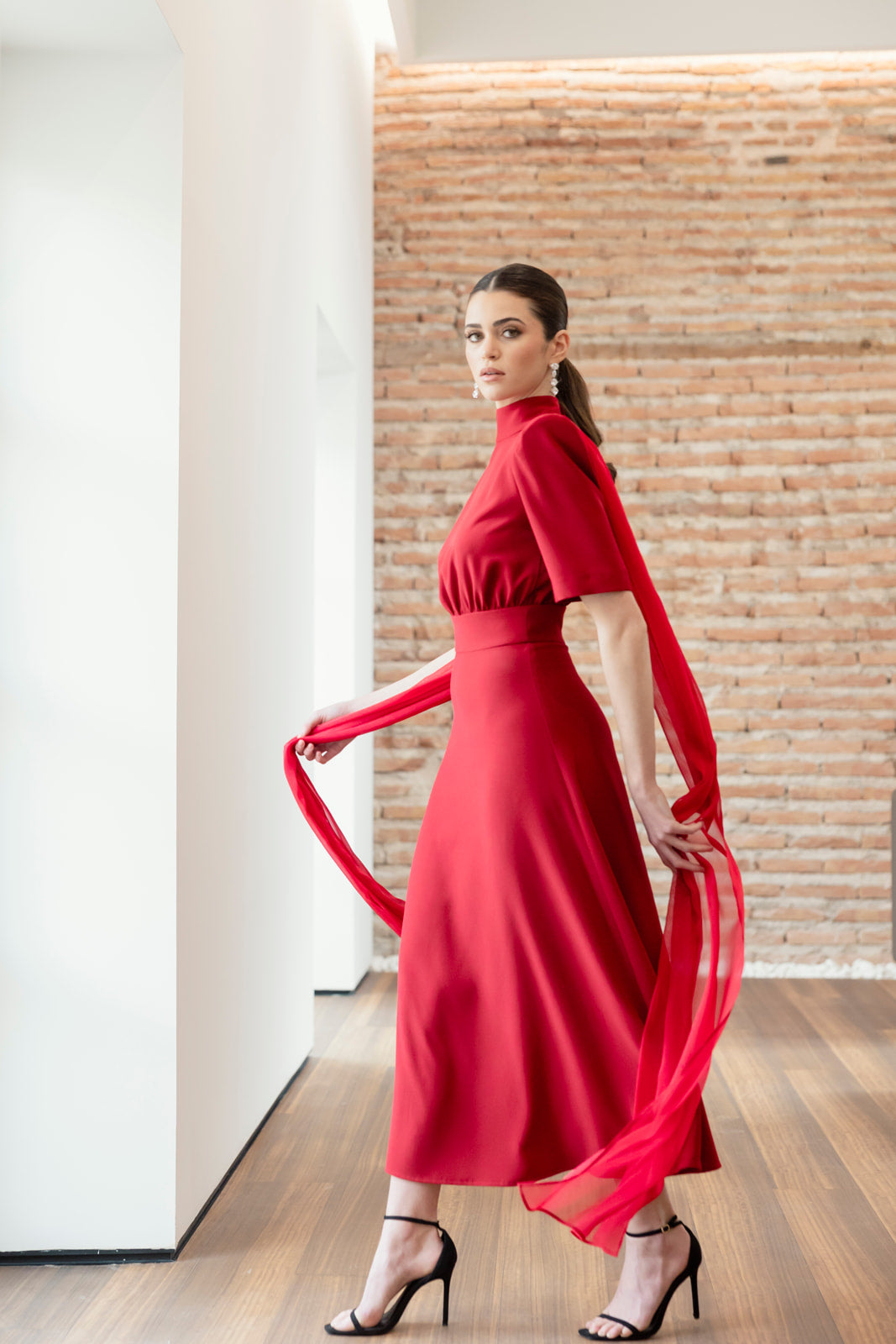 Vestido Violeta Midi - Rojo