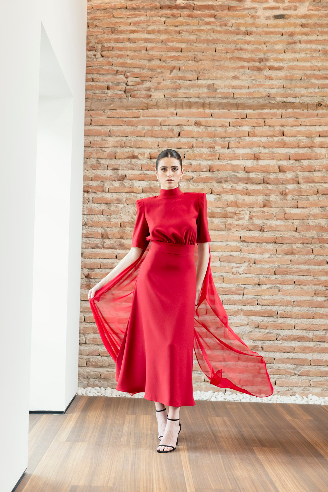 Vestido Violeta Midi - Rojo