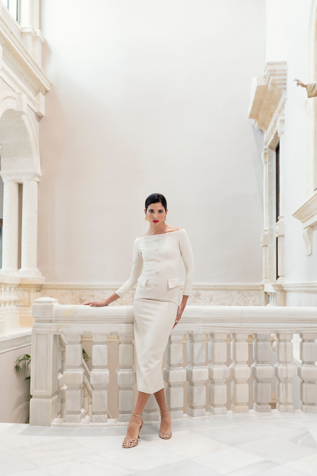 Falda Bruneta Midi - crema