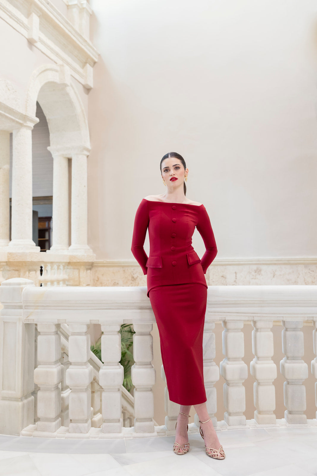 Falda Bruneta Midi - Burdeos