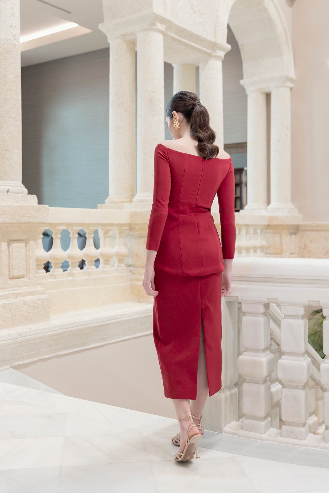 Falda Bruneta Midi - Burdeos