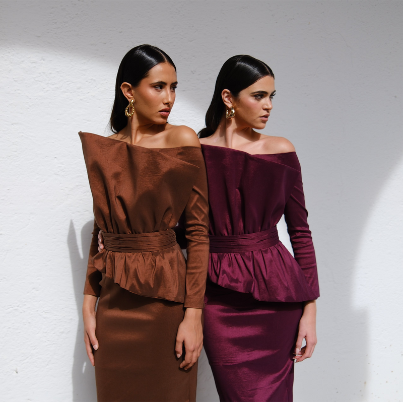 Vestido Elisa midi - Berenjena