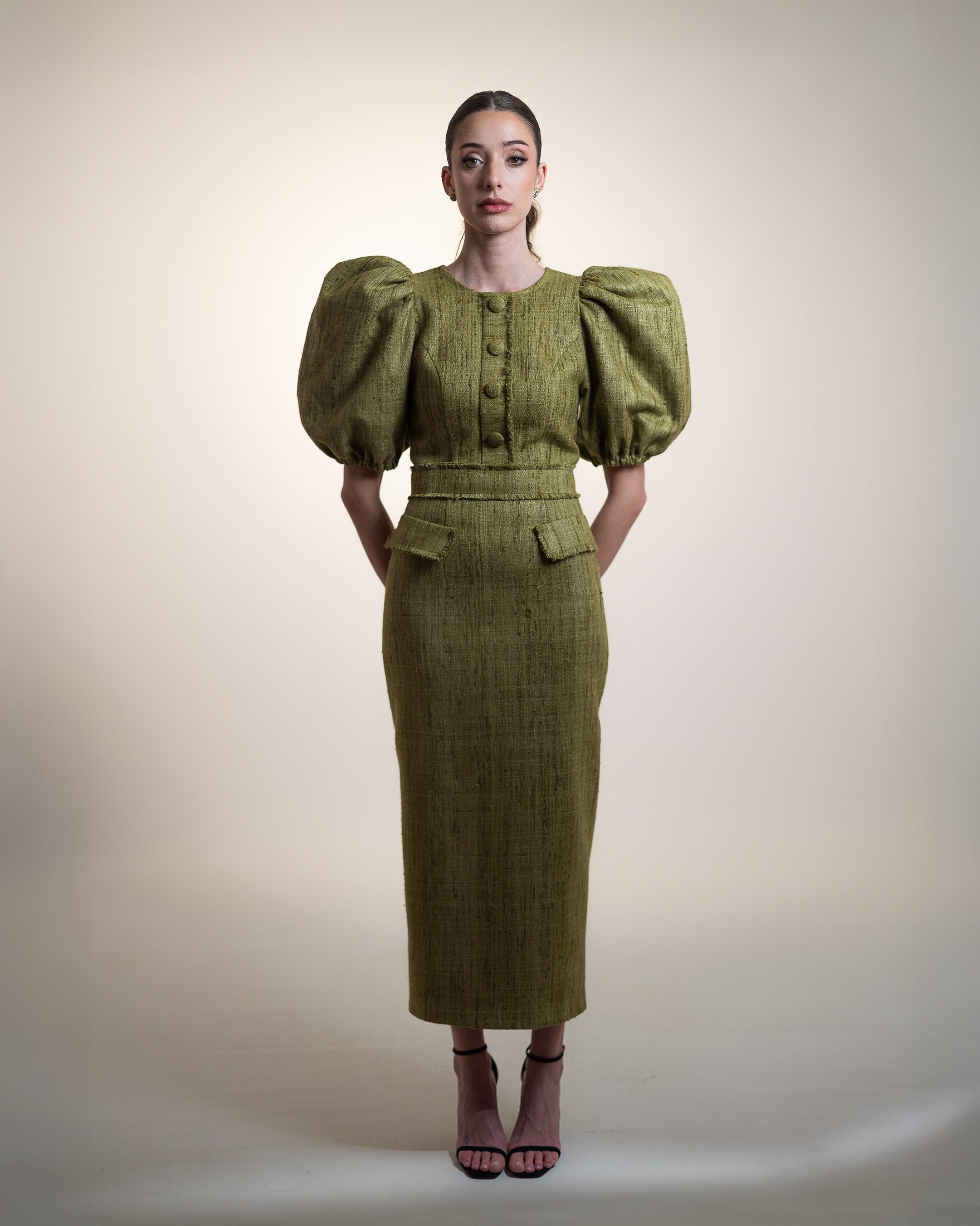 Vestido Tea - manga abullonada