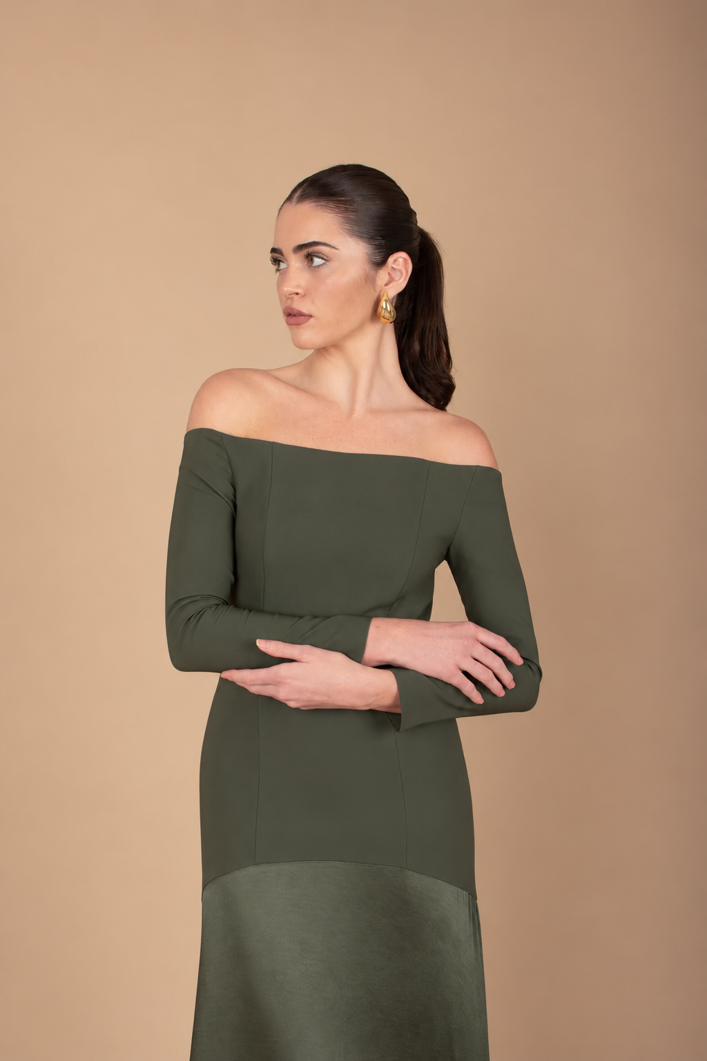 Vestido Berta Midi - verde caqui