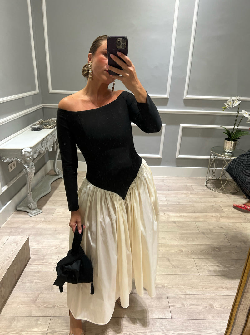 Vestido Melisa manga - Negro