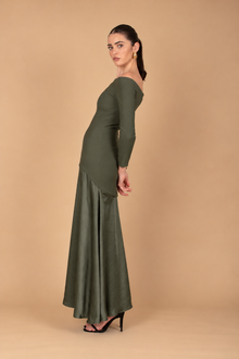 Vestido Berta Midi - verde caqui
