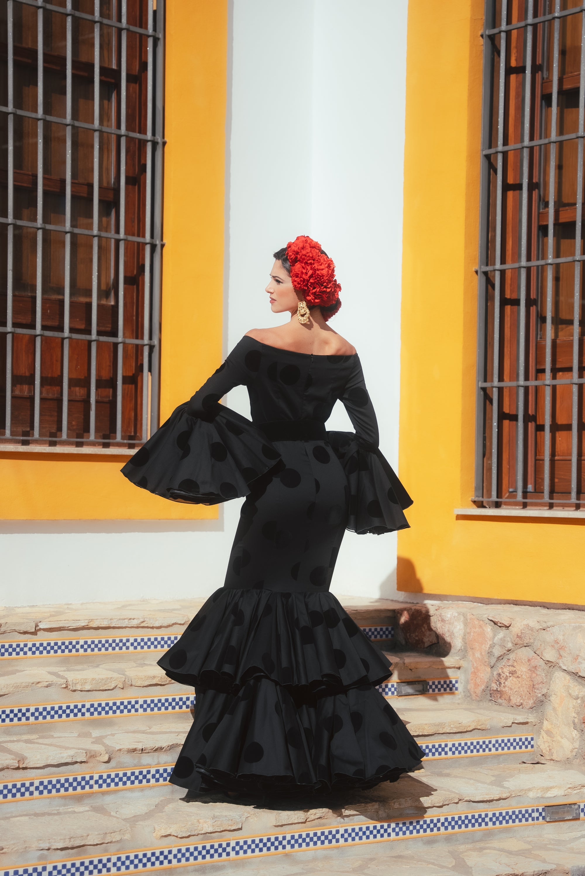 black flamenco dress Flamenco dress with black tulle root print