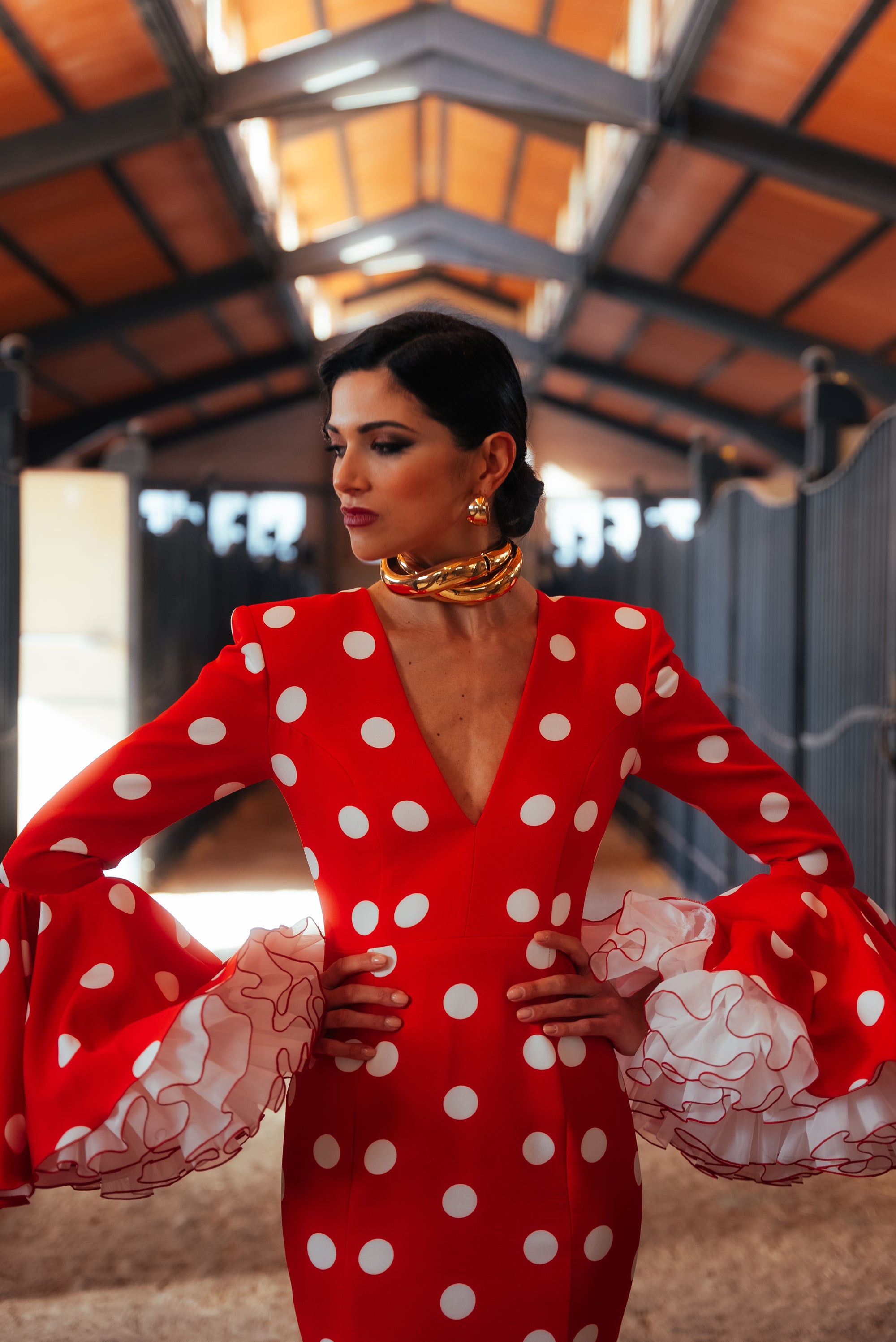 Vestido Flamenca Lunares Rojo