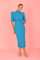 Violet Midi Polka Dot Dress