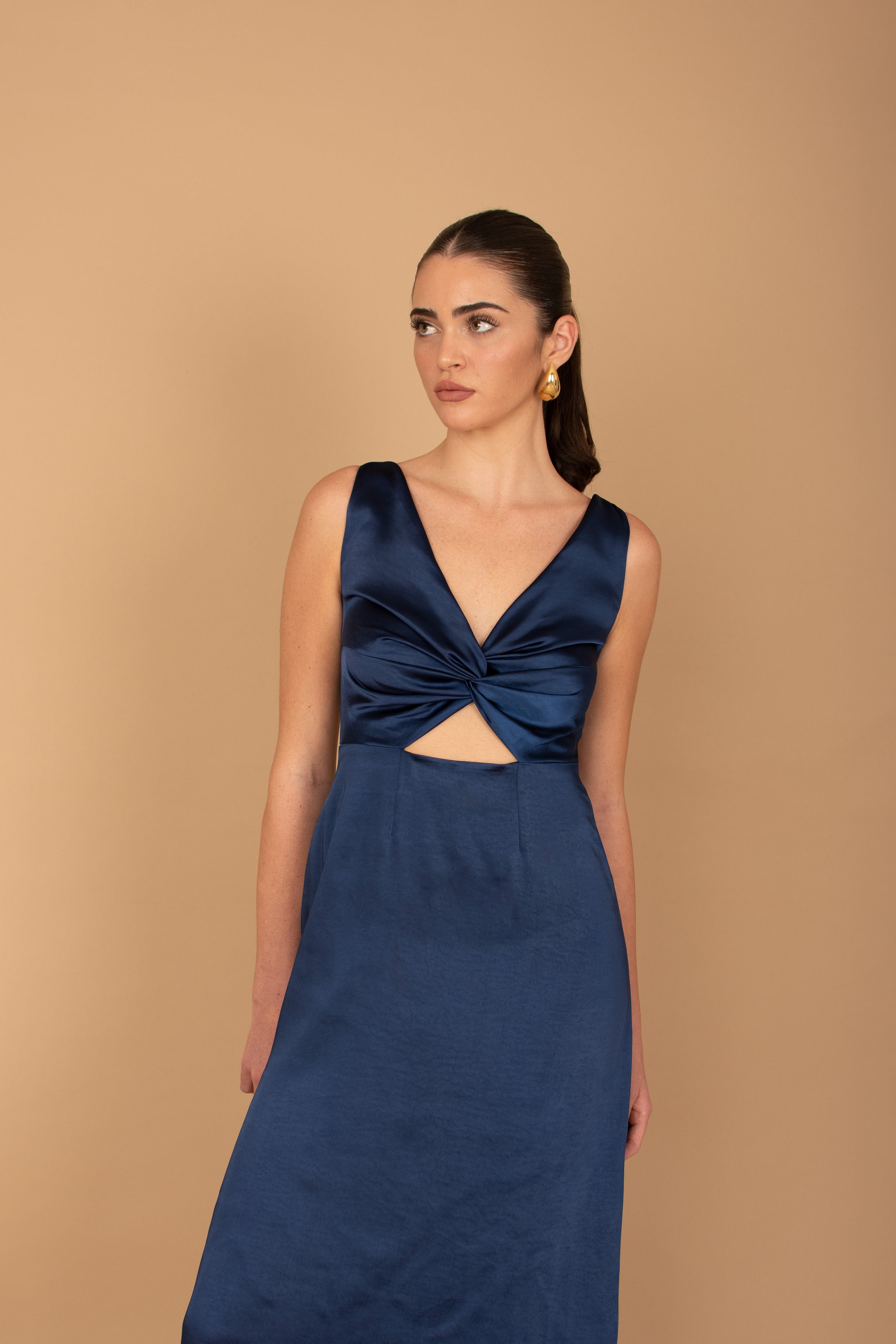 Vestido Yoyo Midi - Azul Marino